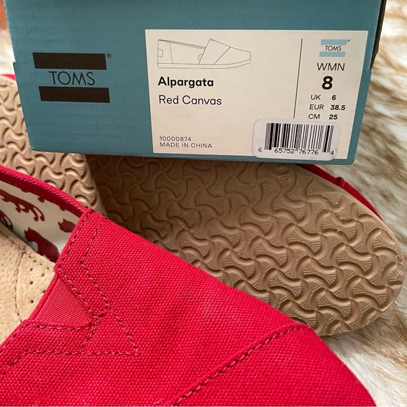 TOMS Alpargata red canvas slip on - Picture 7 of 10